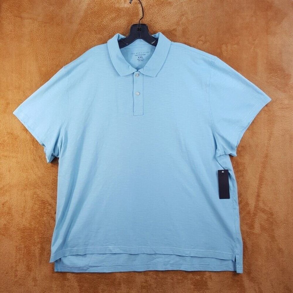 BLOOMINGDALES Mens Polo Shirt XXL Blue Pullover Lightweight 100% Cotton Preppy